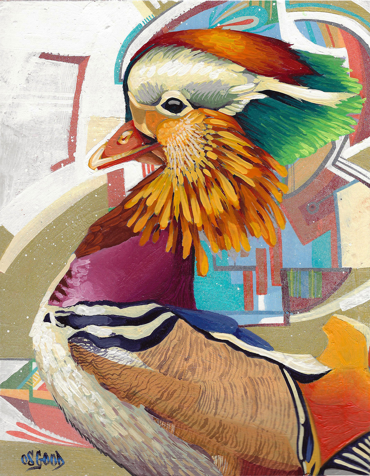 "Oshidori" Original Mandarin Duck Painting