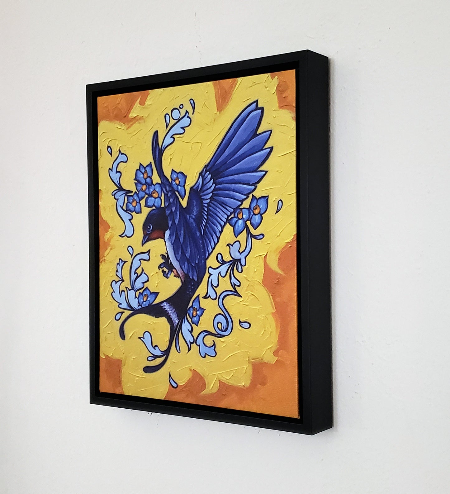 Forget Me Not: 14"x11" Barn Swallow Framed Canvas Print