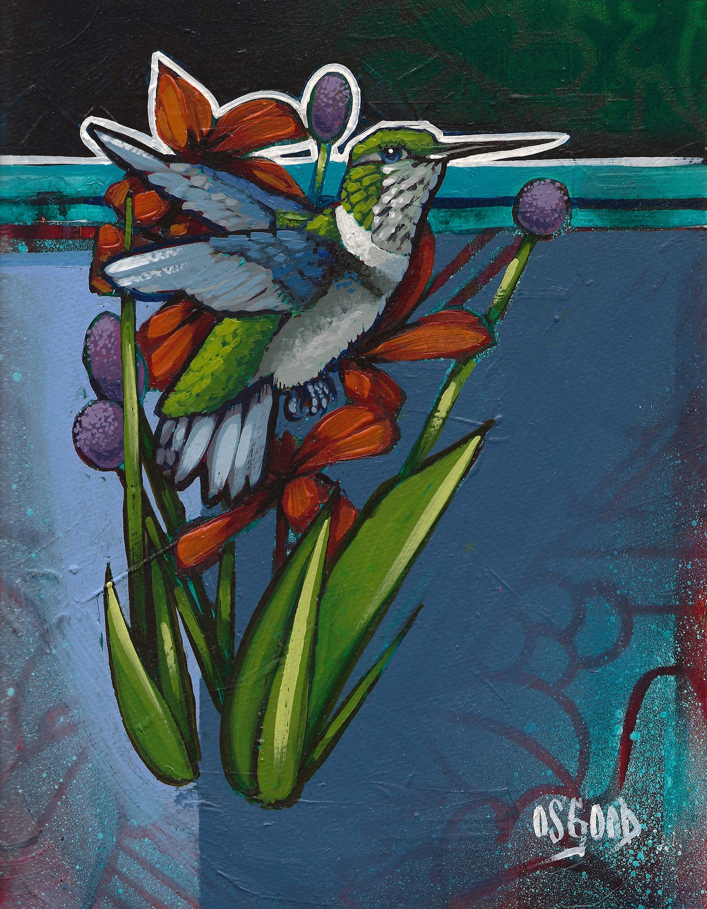 "Within Floral Scape" Bird Painting