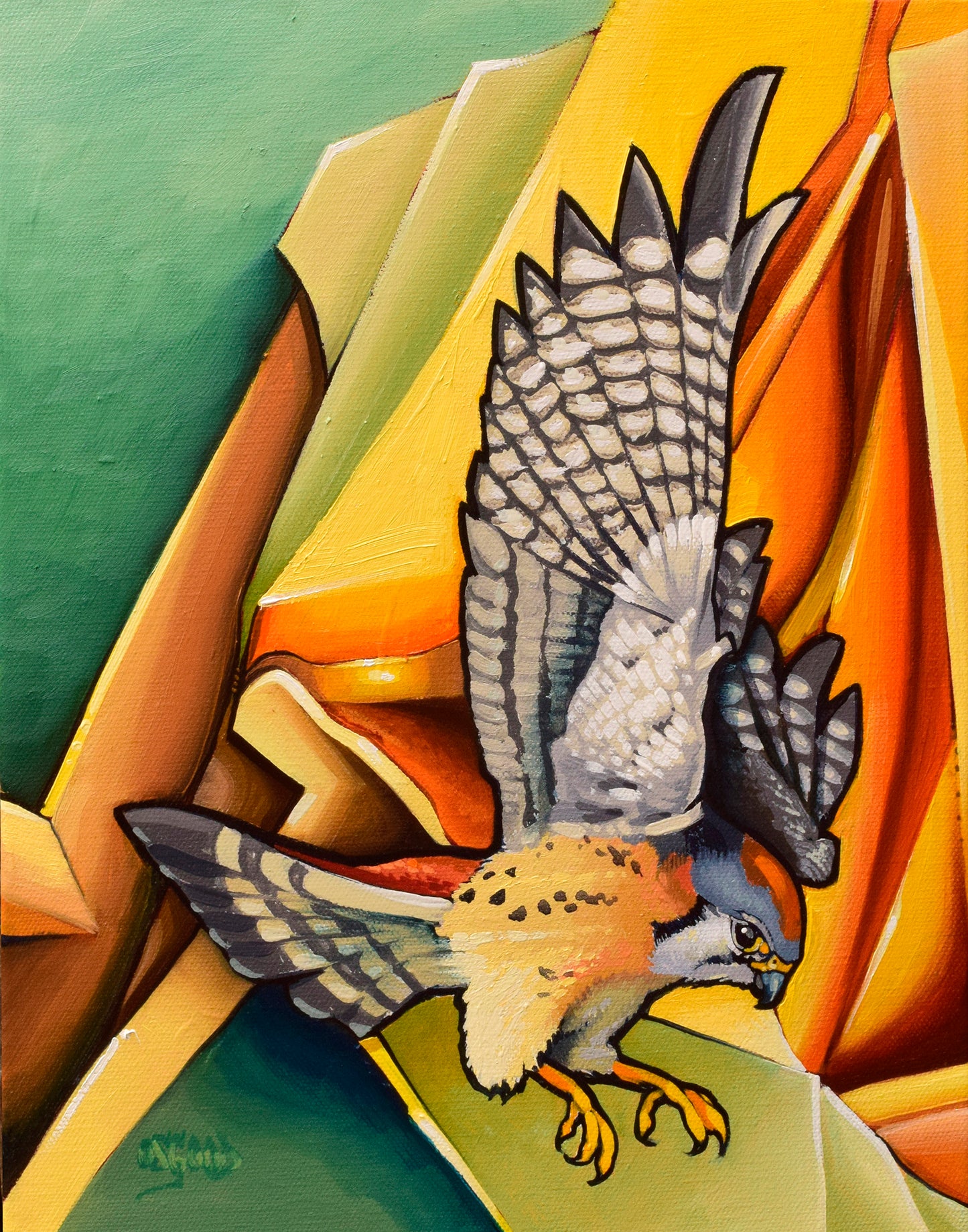 "Unyielding Pursuit" Original American Kestrel Painting