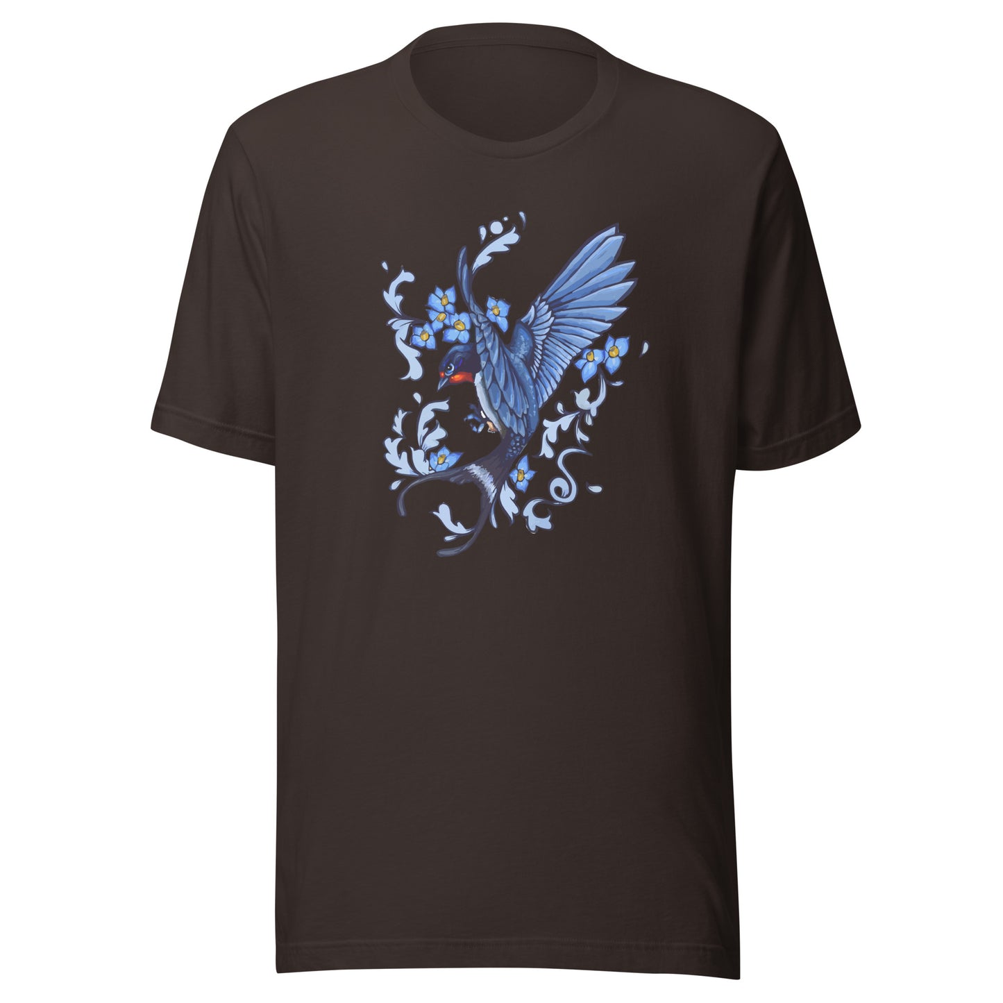 Barn Swallow with Forget Me Not Flowers Unisex t-shirt